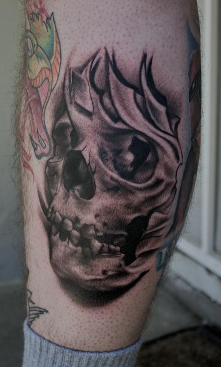 Ryan Mullins - Black and Grey Skull Tattoo